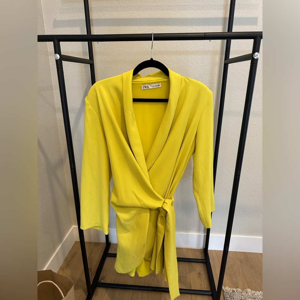 Zara Vibrant Yellow Blazer Dress